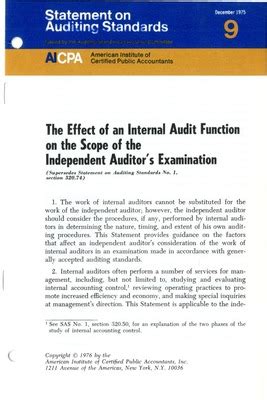 Effect Of An Internal Audit Function On The Scope Of The Independent A