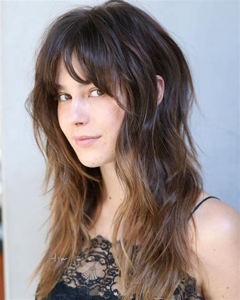 Medium To Long Shag With Bangs For Fine Hair Long Shag Haircut Long