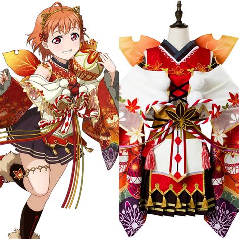 Lovelive Cosplay Chika Takami Aqours Maple Leafs Ver Kimono Dress Cosplay Costume In Game