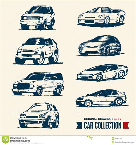 Car Collection Drawing Set 2 Stock Vector Illustration Of Prototype