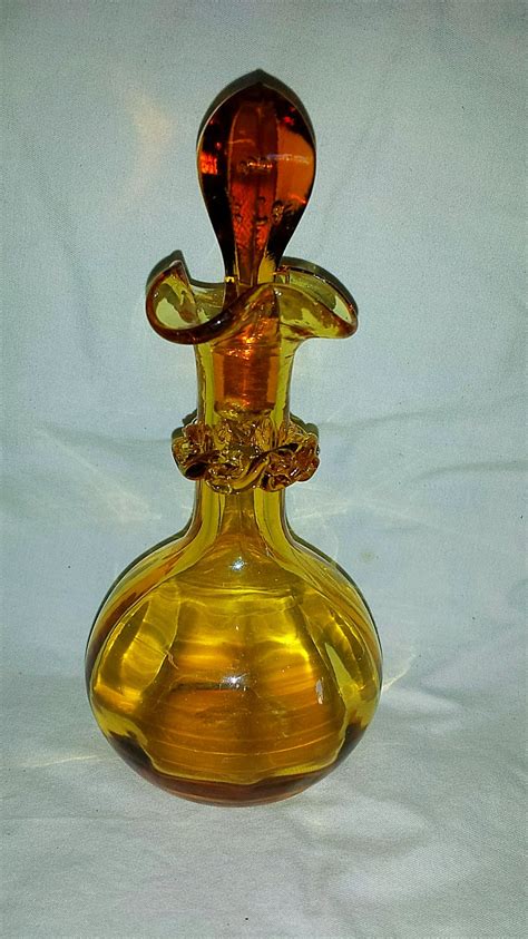 Antique Victorian Amber Glass Perfume Bottle