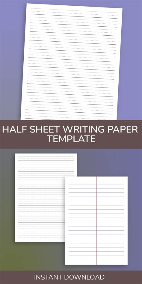 Half Sheet Writing Paper Template Dot Sheet Paper Full Lined Paper