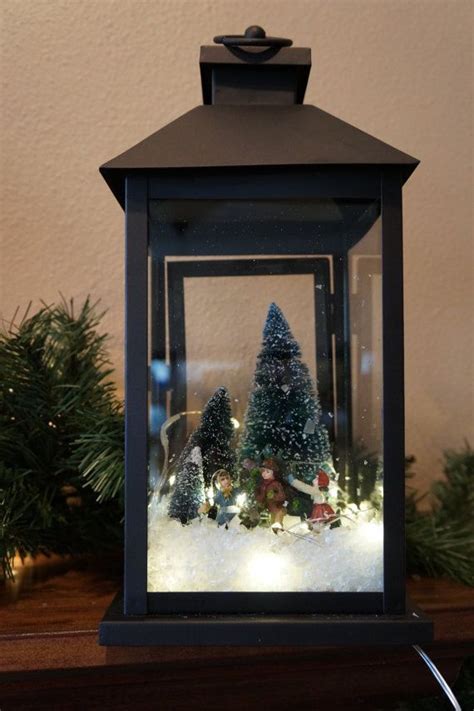 This Gorgeous Dark Rustic Lantern Comes With Lights And A Winter Scene