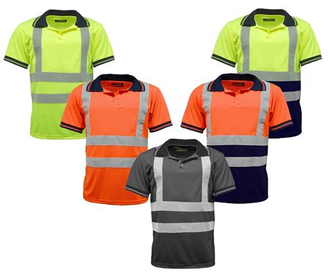 Hi Vis Viz High Visibility Short Sleeve Safety Work Polo T Shirt En471