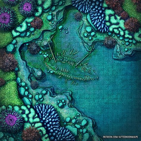 Kraken Lair Battle Map Print Fantasy Map Sea Map Fant