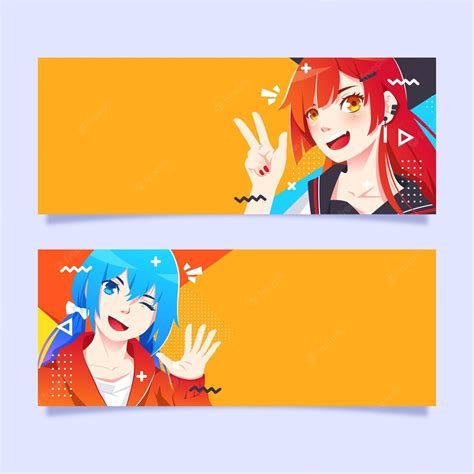 Free Vector Detailed Anime Banners Template