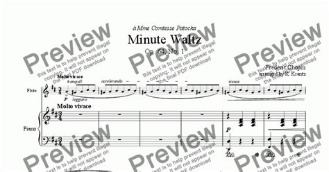 Minute Waltz Op 64 No 1 For Flute And Easy Piano Sheet Music Pdf