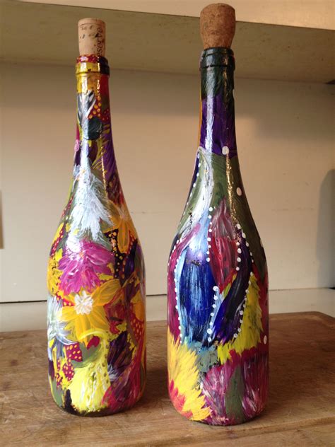 Art On A Bottle Hand Painted Wine Bottles Wine Bottle Design Hand