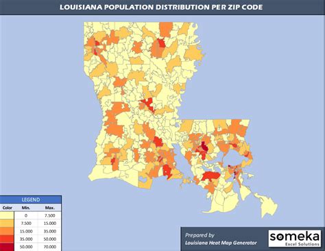 Louisiana Zip Code Map And Population List In Excel