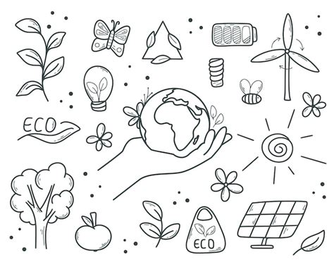 Premium Vector Hand Drawn Ecology Set Environmental Issues And
