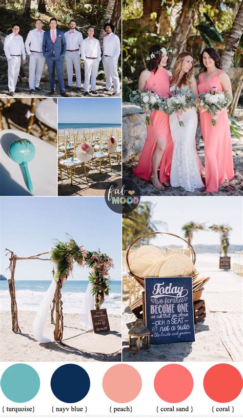 Coral Navy Blue And Turquoise For A Tropical Beach Wedding