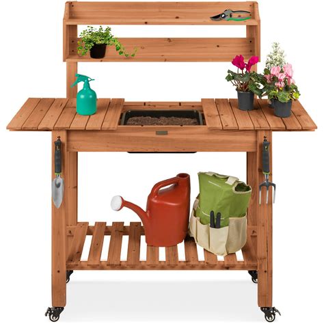 Buy Best Choice Products Outdoor Mobile Garden Potting Bench Wood