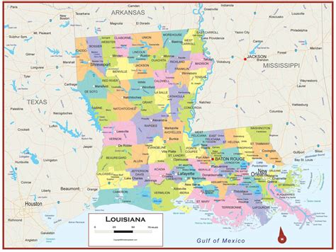 Labeled Map Of Louisiana With Capital And Cities