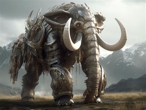 Premium Ai Image A Fantasy Art Of A Giant Elephant With A Mountain In