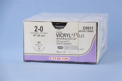 Ethicon Suture D9911 2 0 Vicryl Plus Antibacterial Undyed 8 X 18
