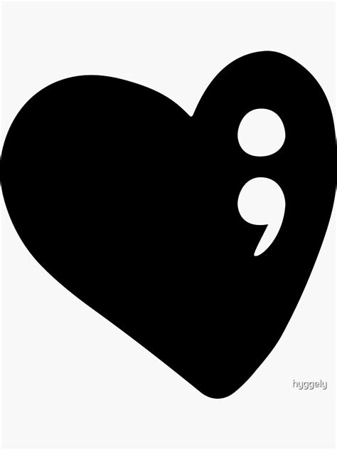 Semicolon Heart Awareness Symbol Sticker For Sale By Hyggely Redbubble