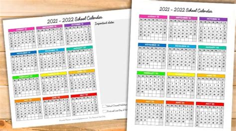 Free Printable 2021 2022 School Calendar One Page Academic Calendar