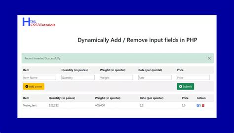 Dynamically Add Remove Input Fields In Php Html Css Tutorials