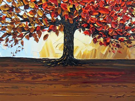 Custom Original Art Abstract Painting Red Tree Of Life Modern