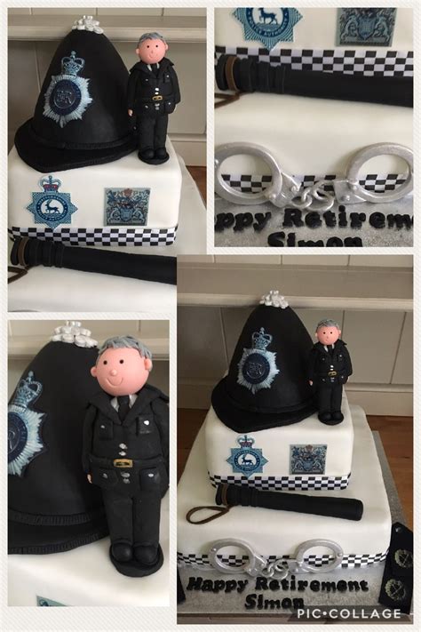 Police Retirement Cake With Handcuffs Truncheon Rank Badges