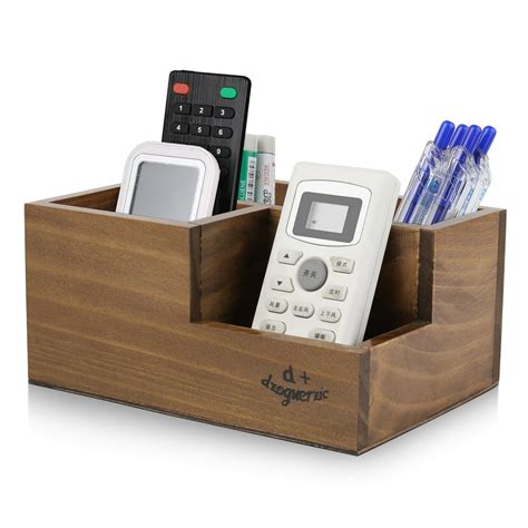 Wooden Desktop Storage Organizerremote Control Caddy Holder Wood Box