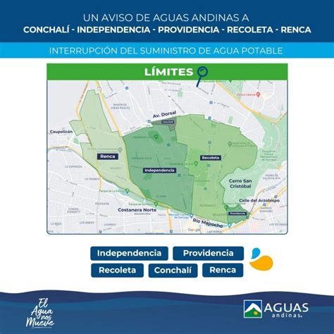 Aguas Andinas Cortará suministro en comunas de la Región Metropolitana