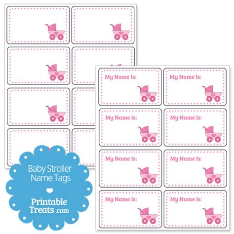 Get 14 cute and unique printable baby shower games for girls and boys. Printable Pink Baby Stroller Name Tags — Printable Treats.com