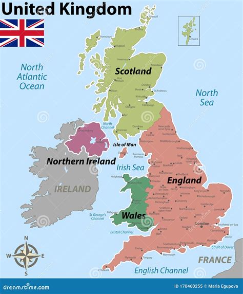 Mapa Del Reino Unido Con Condados Ilustración del Vector Ilustración