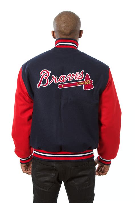 Atlanta Braves Two Tone Wool Jacket W Embroidered Logos Navyred J