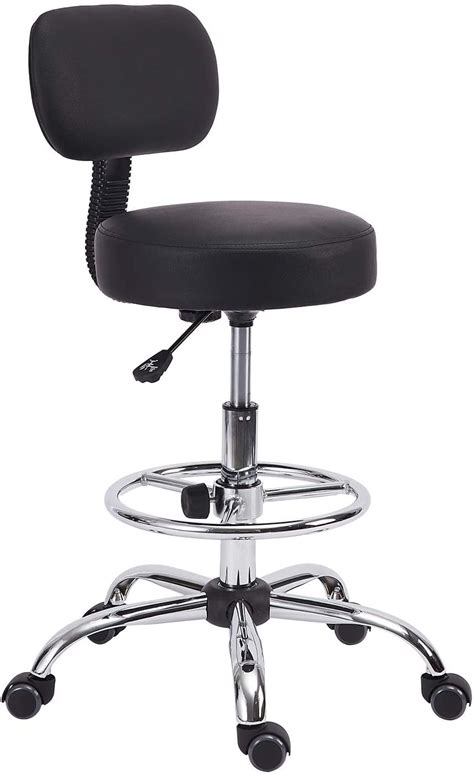 Klasika Drafting Rolling Stool Chair With Back Support And Adjustable