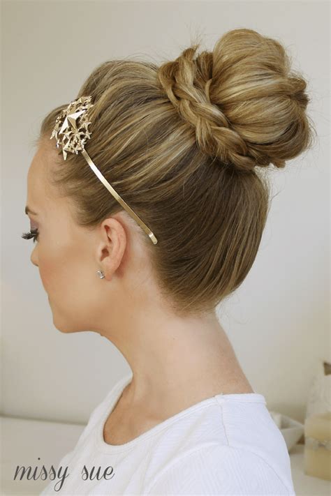 Another gorgeous bun hairstyle and hair accessory mix. Braid Wrapped High Bun