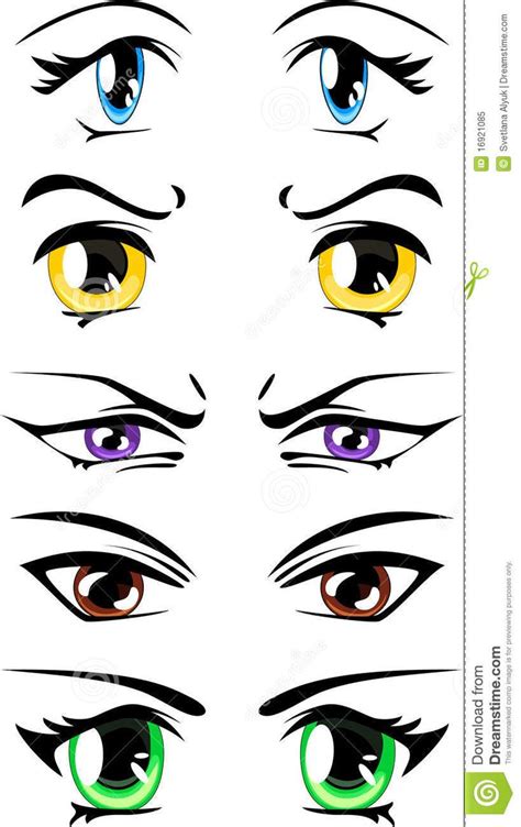 Photo About Set Of Colorful Manga Style Eyes Showing