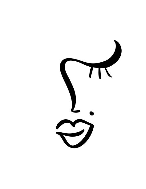 Continuous Line Drawing Of Woman Face Beauty Fashion Minimalist
