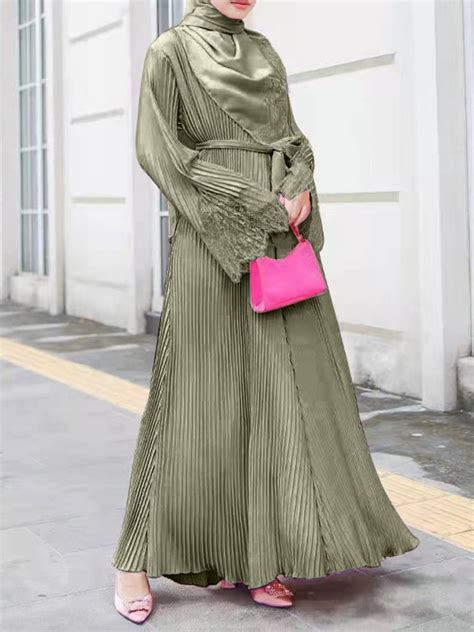 turkey muslim lace pleated dress women abaya ramadan eid mubarak kaftan dubai vestidos islam