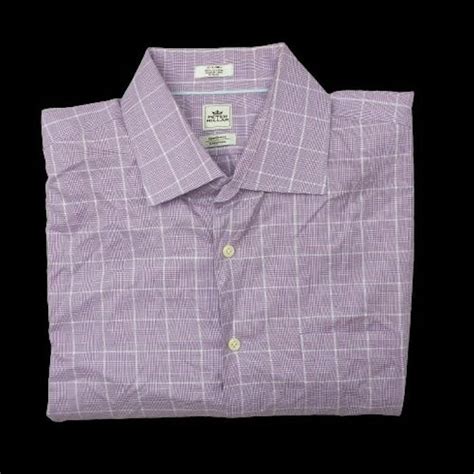 Peter Millar Peter Millar Mens 17 Long Purple Glen Plaid Nanoluxe Shirt