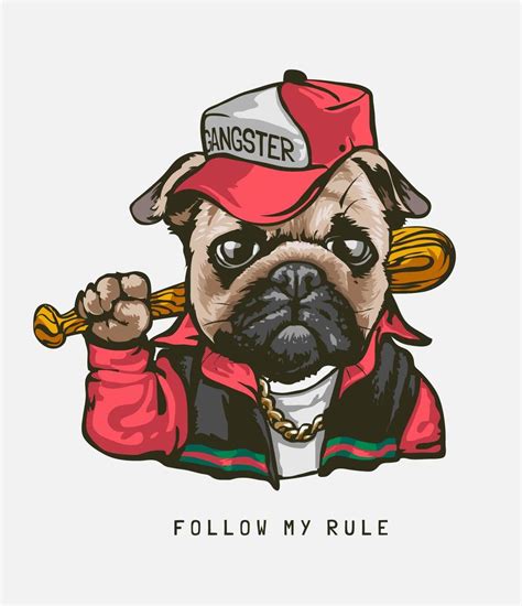 Follow My Rule With Pug Dog In Gangster Costume 1221879 Vector Art