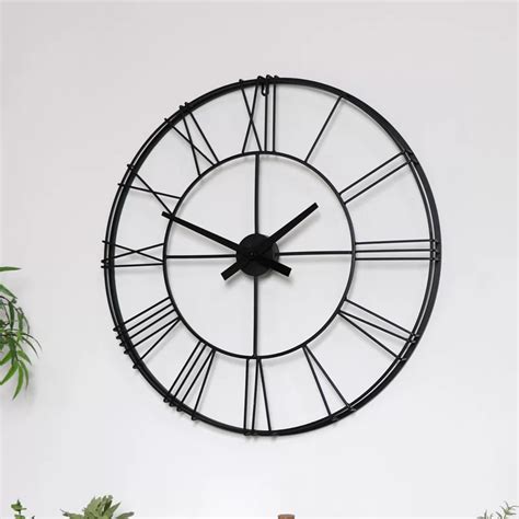 Large Black Metal Skeleton Wall Clock Vintage Wall Clock Large Black