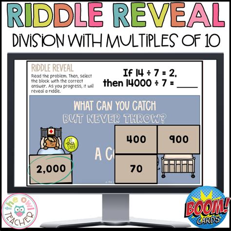 Division With Multiples Of 10 Riddle Reveal Boom Cards The Owl
