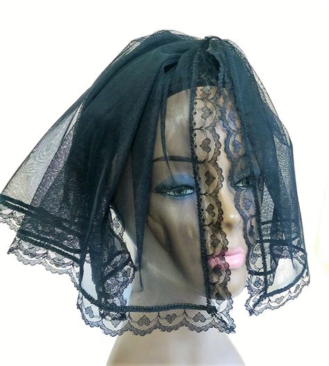 Black Mourning Funeral Chapel Scarf Veil Sheer Nylon And Etsy