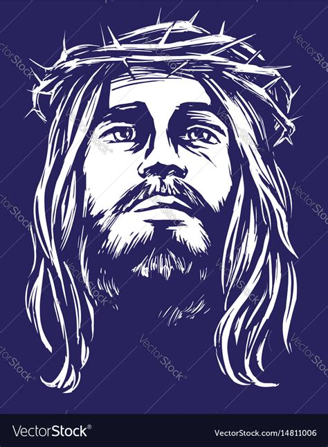 Jesus Christ The Son Of God In A Crown Of Thorns Vector Image