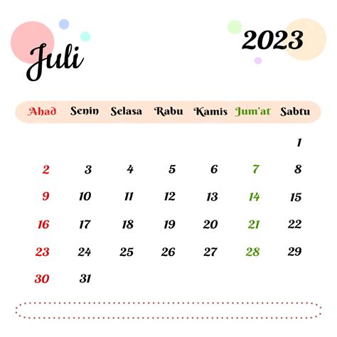 Gambar Kalender Indonesia Juli 2023 Juli 2023 Kalender 2023 Rancangan Png Dan Vektor Dengan