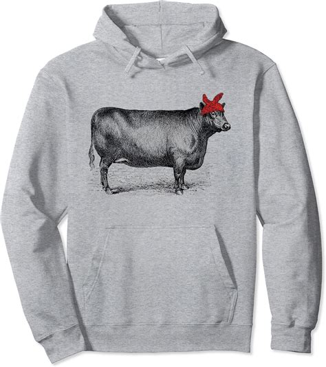 Cow With Bandana Funny Gangster Cow Pullover Hoodie