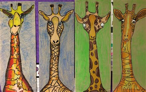 Second Grade Oil Pastel Giraffes Denette Fretz