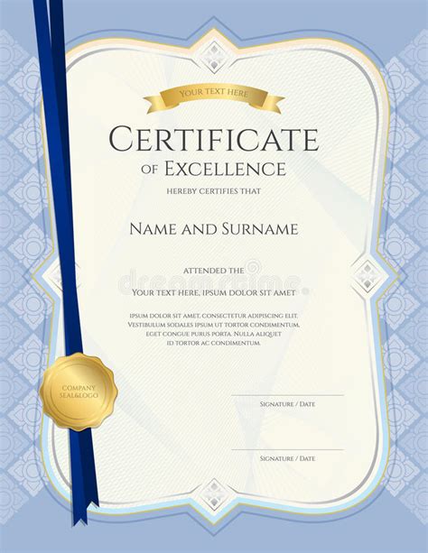 Certificat De Calibre D'accomplissement En L'or Et Rouge De Vecteur Illustration de Vecteur ...