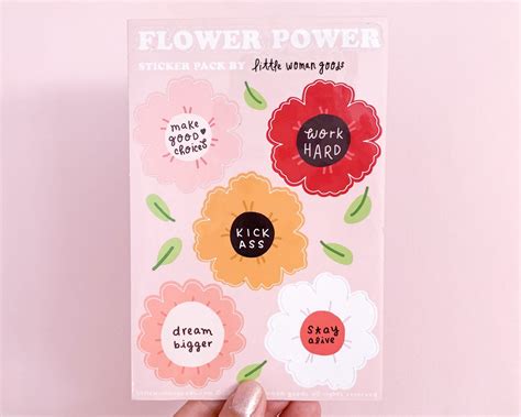 Flower Power Sticker Sheet Feminist Vinyl Stickers Etsy Feminist