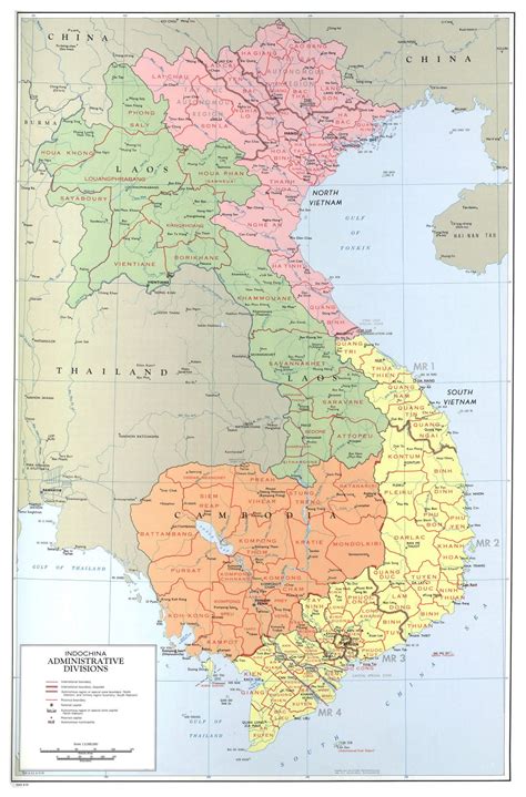 Large Scale Administrative Divisions Map Of Indochina 1970