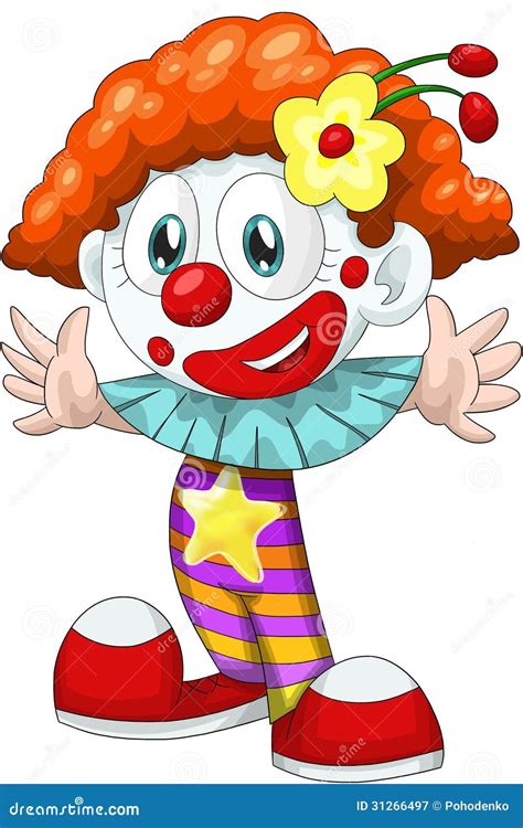 Child Clown Circus Character Cartoon Style Illustration Stock