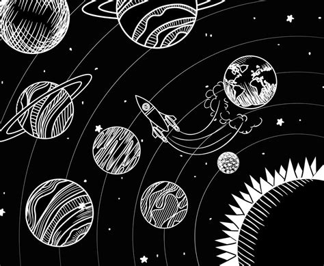 Drawing Of Solar System Solar System Design Planet Drawing Star Art Galaxies Rocket Vector