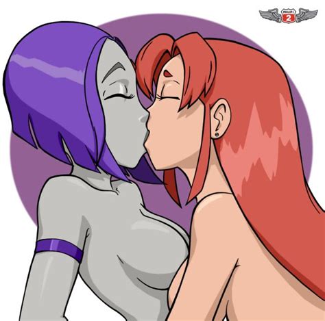 Passionate Kissing Starfire And Raven Lesbian Lovers