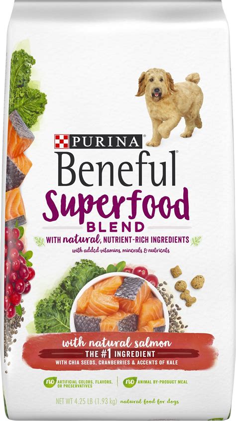 Beneful offers different varieties of dry dog food products as well as wet dog food that apparently contains real meats like chicken, beef, and salmon. Purina Beneful Superfood Blend With Salmon Dry Dog Food, 4 ...